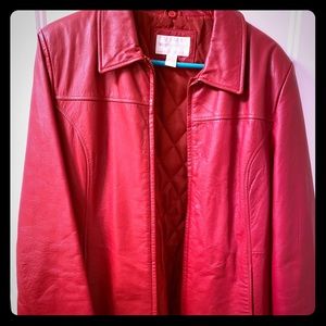 Red leather jacket